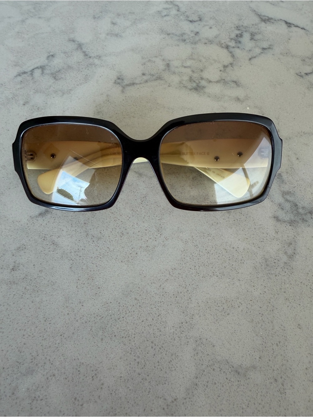 KIESELSTEIN-CORE Women’s Black Sunglasses with Gradient Brown Lenses made in Jap